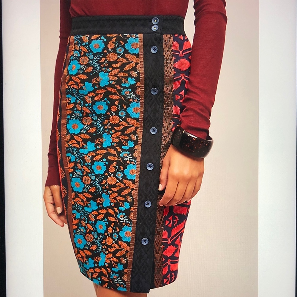Dolan Anthropologie Left Coast Jacquard Pencil Skirt Size XS